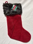 New Red Christmas Stocking Brown Faux Fur Cuff 18" Lined Target. Fixed Price $9.74.