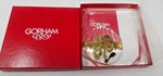 1991 Mint Box Gorham Crystal Gold Bow Christmas Ornament 1/2". Fixed Price $6.95.