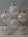 6 Vtg Krebs Distinctive Glass Christmas Ornaments 2.5" Slv Blue White Glitter. Fixed Price $15.99.