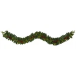 9' Mixed Artificial Christmas Garland, Clear Led Lights, Berries, Pinecones. Fixed Price $55.19.