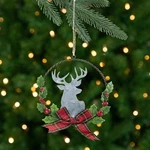 Northlight 5.5-INCH Wreath Galvanized Moose Christmas Ornament With Plaid Bow. Fixed Price $13.49.