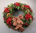 Christmas Holiday Elegant Wreath 24 Inch Pine Cone Berry Ribbon Artificial Xl. Fixed Price $247.37.