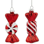 Northlight 2 Shiny White Glittered Candy Christmas Glass Ornaments 4". Fixed Price $20.49.