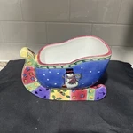 Sango Sweet Shoppe Christmas Centerpiece Sleigh Sue Zipkin With Snowman 8X5 New. Fixed Price $25.00.