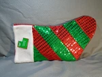 Holiday Style Red Green White Sparkle Felt 16" Stocking Nip (CB1424). Fixed Price $13.00.