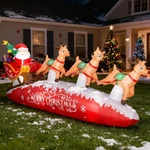 Zpisf 10 Ft Santa Sleigh With Reindeer Christmas Inflatables Outdoor Decorati.... Fixed Price $89.56.