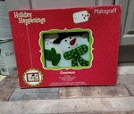 Pfaltzgraff Snowman Rectangular Glass Platter Christmas Holiday Happenings Xmas. Fixed Price $24.95.