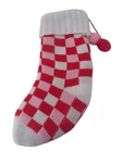 Nwt Ashland Red White Pink Checked Knit W/ Poms Christmas Stocking. Fixed Price $16.00.
