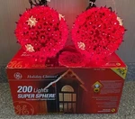 Ge Super Sphere 200 Lights 6" Diameter Meteor Red Christmas Window Decoration. Fixed Price $36.79.