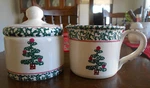 Christmas Tree Star Creamer Furio FU05 & Sugar Bowl Home Italy White Green. Fixed Price $15.99.