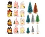 36 Pcs Christmas Village Houses Figurines Decoration Set 12 White Pink New. Fixed Price $37.20.