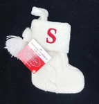 Nicholas Square Cream Faux Fur Mini 8 Christmas Knit Stocking Initial. Fixed Price $14.99.