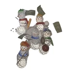 5 Acrylic Snowman Christmas Ornaments.each Playing Different American Sport 3". Fixed Price $19.95.
