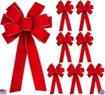 Iceyyyy 8-PACK Extra Large 30.7" Red Velvet Christmas Bows With Golden Edges. Fixed Price $50.58.