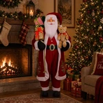 Northlight 5' Life-size Standing Santa Christmas Figure Teddy Bear Gift Bag. Fixed Price $329.49.