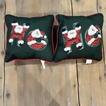 St. Nicholas Square Santa Throw Pillows Set Of 2 Green Red 11 X. Fixed Price $14.95.