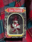 Christmas Ornament Merry Brite Blown Glass Peppermint Snowman. Fixed Price $9.99.