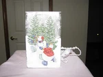 Stony Creek 8" Frosted Electric Glass Vase Snowmen Dancing The "nwt". Fixed Price $20.00.