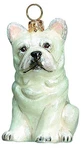 Joy To The World White French Bulldog Polish Glass Christmas Ornament. Fixed Price $55.98.