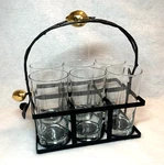 Michael Aram Lemonwood Drink Caddy Holder W/ 6 Original Glasses Retired. Fixed Price $169.00.