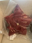Pottery Barn Velvet Red Poinsettia Shaped Pillow Christmas New Bag. Fixed Price $75.00.
