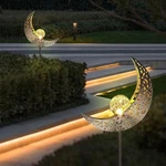 Solar Garden Light Crescent Moon Stake Outdoor Led Crackle Glass. Fixed Price $100.00.