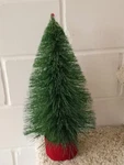 Vtg 13 In Bottle Brush Green Artificial Christmas Tree Red Foam Base. Fixed Price $79.99.