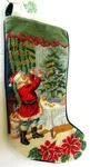 Vtg Christmas Stocking Needlepoint Santa Claus Hanging Ornaments On Tree Wool. Fixed Price $21.99.