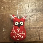 Fair Trade Holiday Handmade Red Snowflake Owl Christmas Tree Ornament. Fixed Price $9.00.