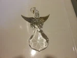 Clear Acrylic Angel With Silver Metal Filigree Wings 5" Ornament Used. Fixed Price $19.95.