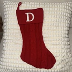 Christmas Stocking 17" Monogram Letter Red Cable Knit Xmas Decoration Holiday. Fixed Price $15.26.