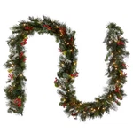 National Tree Company 9 Ft Pre-lit Wintry Pine Flocked Christmas Garland, Green. Fixed Price $66.08.