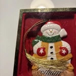 Gorham Snowman With Bells On 4" Porcelain Christmas Ornament W/ Box - Nice 2005. Fixed Price $12.00.