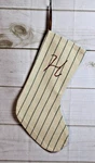 New Mud Pie 19" Initial Christmas Stocking Green Stripe "h". Fixed Price $11.99.