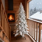 6.5 Ft Snow Flocked Christmas Tree Atificial Fir Xmas With 1085 Pe/pvc Tips. Fixed Price $139.99.