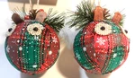 Christmas Tree Ornaments Hand Made Squirrel Pair Folk Art Americana Style New. Fixed Price $14.95.