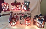 Christmas Holiday Winter Village 3 Buildings On Base Lights For An Evening Glow. Fixed Price $50.00.