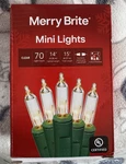 Merry Brite 70 Count Mini Fairy Christmas Lights White Clear Bulb Green Wire New. Fixed Price $7.95.