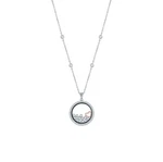 Sterling Silver Rg Floating Heart & Round Cz's Disc Necklace. Fixed Price $176.39.
