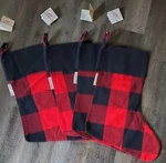 Primitives By Kathy Lot Of 4 Christmas Stockings Red/black Buffalo Plaid New. Fixed Price $6.99.