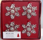 Bella Lux Crystal Silver Tone Christmas Holiday Snowflake Ornament Set Of 4 Nib. Fixed Price $42.49.