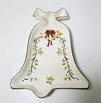 Mikasa FK025 Holiday Charm Bell Dish Christmas Plate Candy Bowl 9 X 6 1/2 Mint. Fixed Price $11.76.