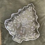 Crystalia Clear Glass Christmas Tree Shaped Serving Platter Italy 00062. Fixed Price $12.00.