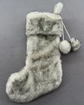 Northlight Christmas Stocking Silver Fox Faux Fur With Poms Gray. Fixed Price $18.82.