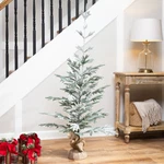 Northlight 5-FOOT Snow Covered Slim Pine Artificial Christmas Tree Jute Base. Fixed Price $111.49.