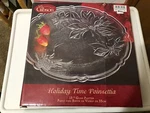 Everyday Gibson 13" Glass Platter Holiday Times Poinsettia Dishwasher Safe. Fixed Price $12.95.