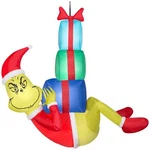 Gemmy Christmas Airblown Inflatable Hanging Grinch W/presents, 4 Ft Tall, Brown. Fixed Price $75.44.