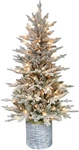 Puleo International 4.5' Pre-lit Potted Flocked Arctic Fir Artificial Christmas. Fixed Price $94.00.