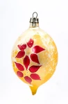 Vintage Poland Mercury Glass Teardrop Gold Poinsettia Christmas Ornament. Fixed Price $23.74.