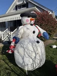 Vtg 2002 Gemmy Giant 8 Ft Snowman With Candy Cane Air Blown Inflatable Parts. Fixed Price $38.24.